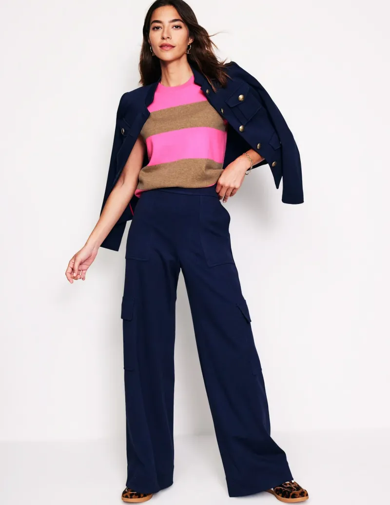 Sweaters & Cardigans-Boden Eva Cashmere Vest-Camel Melange/ Fluro Pink CamelMelange/FluroPink