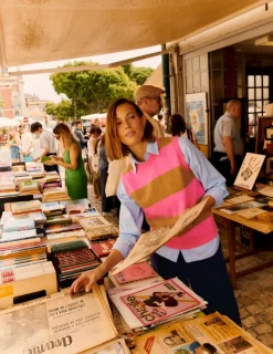 Sweaters & Cardigans-Boden Eva Cashmere Vest-Camel Melange/ Fluro Pink CamelMelange/FluroPink