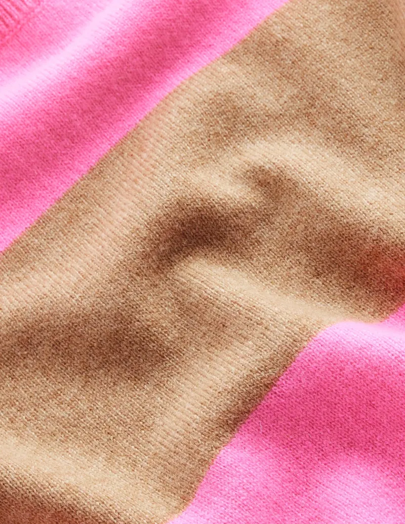 Sweaters & Cardigans-Boden Eva Cashmere Vest-Camel Melange/ Fluro Pink CamelMelange/FluroPink