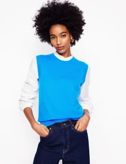 Sweaters & Cardigans-Boden Eva Cashmere Vest-Cerulean Blue CeruleanBlue