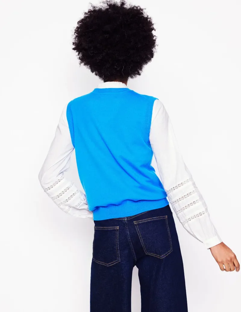 Sweaters & Cardigans-Boden Eva Cashmere Vest-Cerulean Blue CeruleanBlue