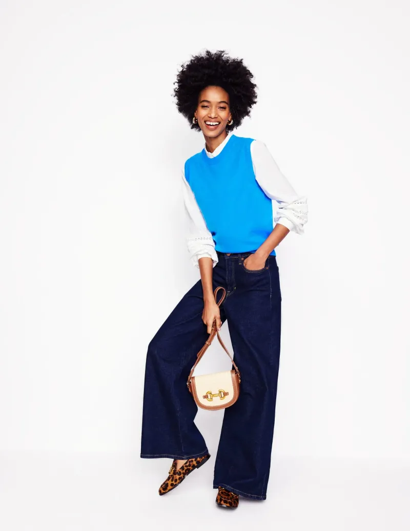 Sweaters & Cardigans-Boden Eva Cashmere Vest-Cerulean Blue CeruleanBlue
