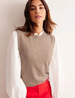 Sweaters & Cardigans-Boden Eva Cashmere Vest-Chinchilla Melange ChinchillaMelange