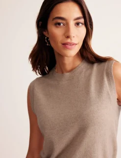 Sweaters & Cardigans-Boden Eva Cashmere Vest-Chinchilla Melange ChinchillaMelange