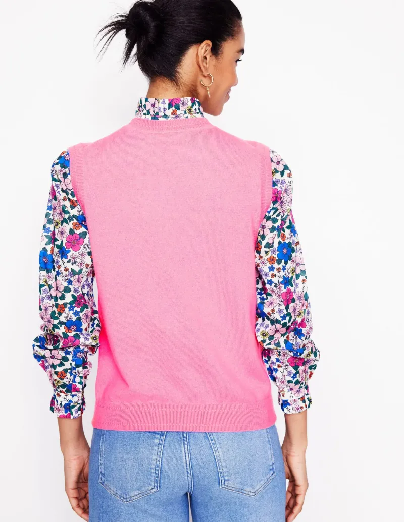 Sweaters & Cardigans-Boden Eva Cashmere Vest-Meadowsweet Pink MeadowsweetPink