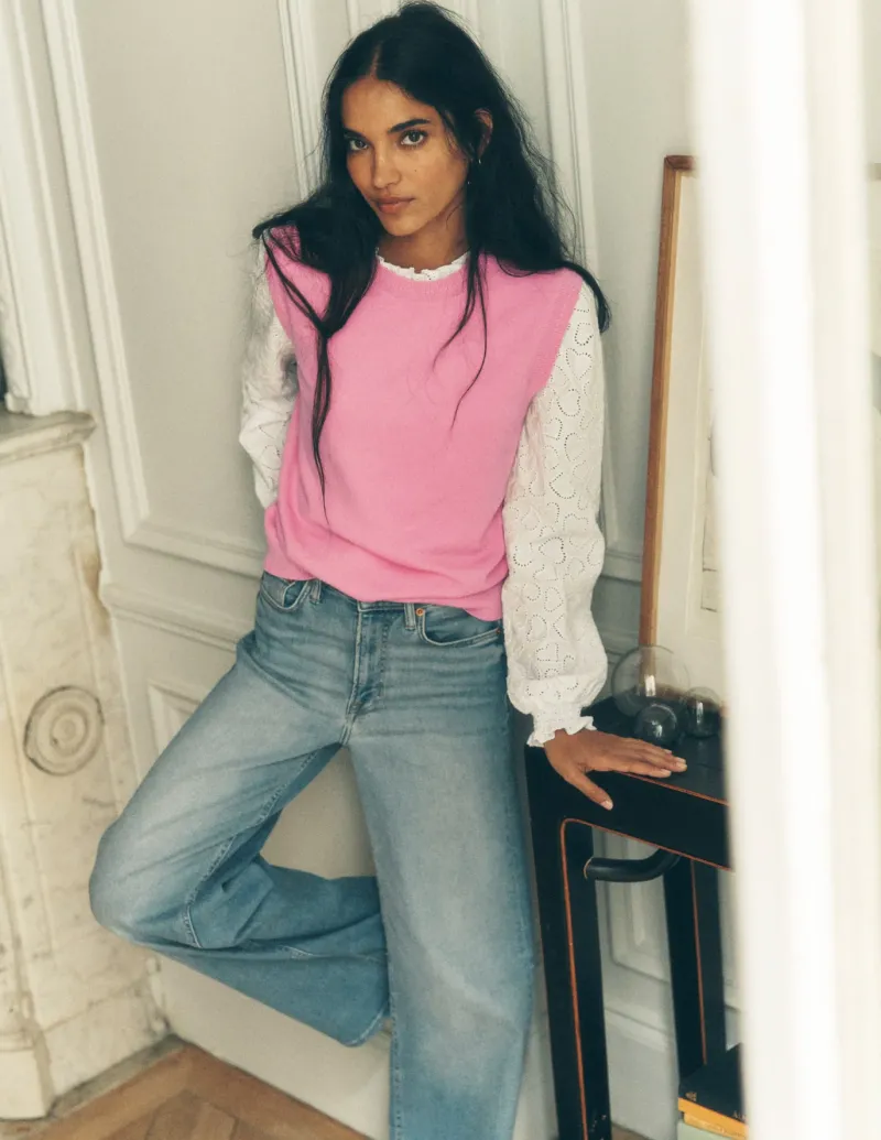 Sweaters & Cardigans-Boden Eva Cashmere Vest-Meadowsweet Pink MeadowsweetPink
