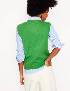 Sweaters & Cardigans-Boden Eva Cashmere Vest-Paradise Green ParadiseGreen
