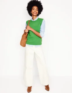 Sweaters & Cardigans-Boden Eva Cashmere Vest-Paradise Green ParadiseGreen