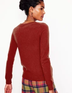 Sweaters & Cardigans-Boden Eva Cashmere V-Neck Sweater-Copper Brown CopperBrown