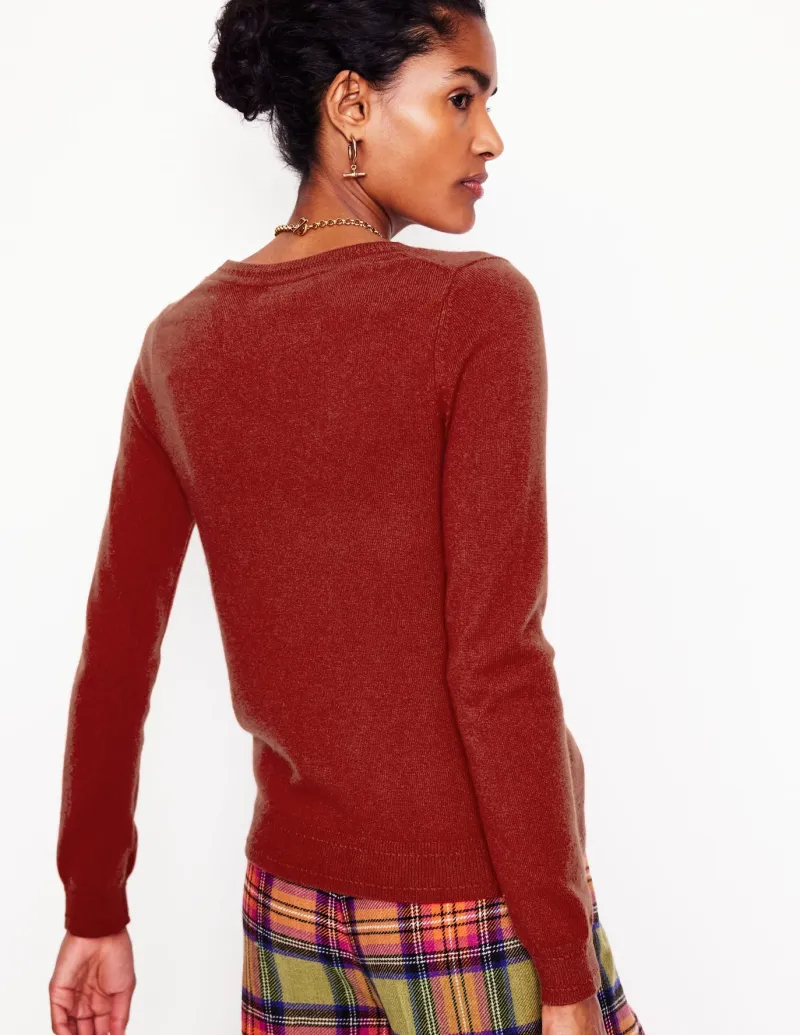 Sweaters & Cardigans-Boden Eva Cashmere V-Neck Sweater-Copper Brown CopperBrown