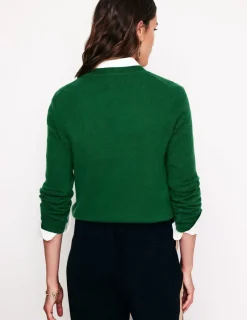 Sweaters & Cardigans-Boden Eva Cashmere V-Neck Sweater-Pine Green PineGreen