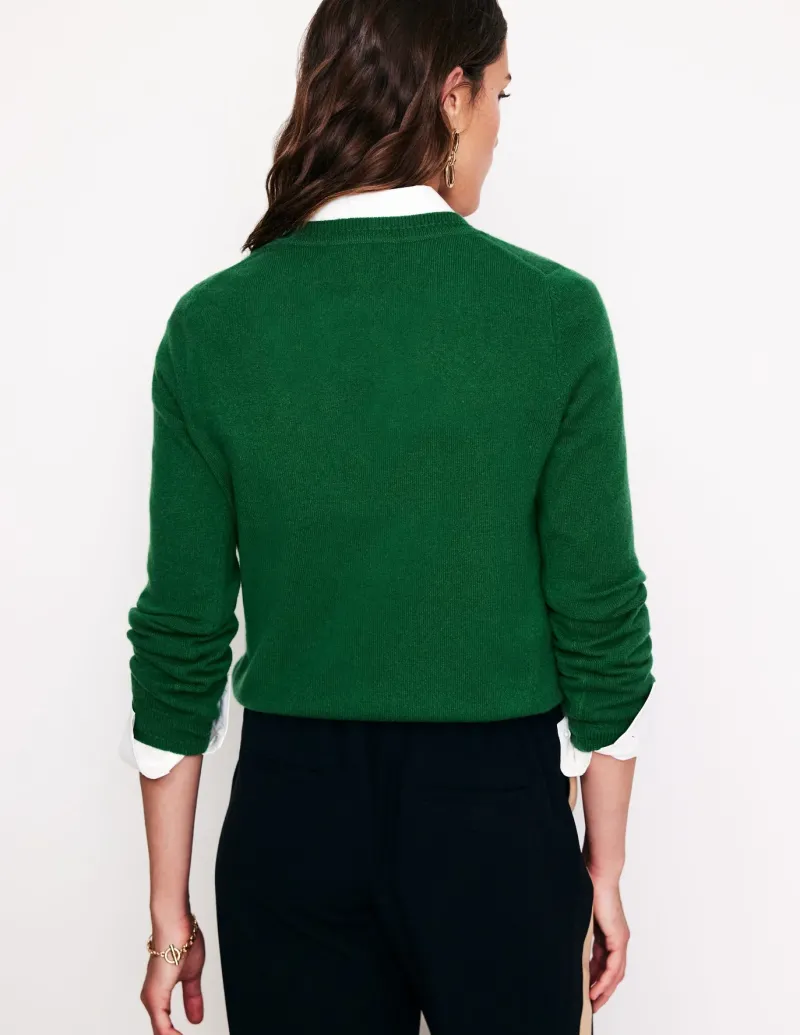 Sweaters & Cardigans-Boden Eva Cashmere V-Neck Sweater-Pine Green PineGreen