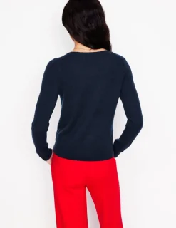Sweaters & Cardigans-Boden Eva Cashmere V-Neck Sweater- Navy