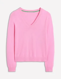 Sweaters & Cardigans-Boden Eva Cashmere V-Neck Sweater-Meadowsweet Pink MeadowsweetPink
