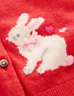 Sweaters & Cardigans-Boden Evelyn Fun Logo Cardigan-Jam Red Bunnies JamRedBunnies