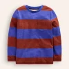 Tops, T-Shirts & Polos-Boden Everyday Long Sleeve T-Shirt-Blue/ Burgandy stripe Blue/Burgandystripe
