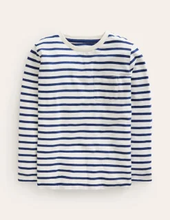 Tops, T-Shirts & Polos-Boden Everyday Long Sleeve T-Shirt-Soft Ivory/ College Navy SoftIvory/CollegeNavy