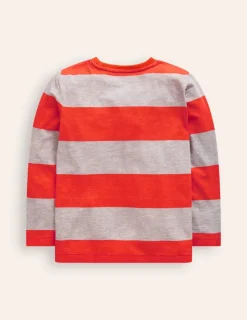 Tops, T-Shirts & Polos-Boden Everyday Long Sleeve T-Shirt-Grey Marl/ Firecracker Red GreyMarl/FirecrackerRed