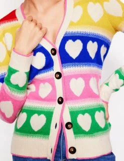Sweaters & Cardigans-Boden Fair Isle Boyfriend Cardigan-Multi, Hearts Multi,Hearts