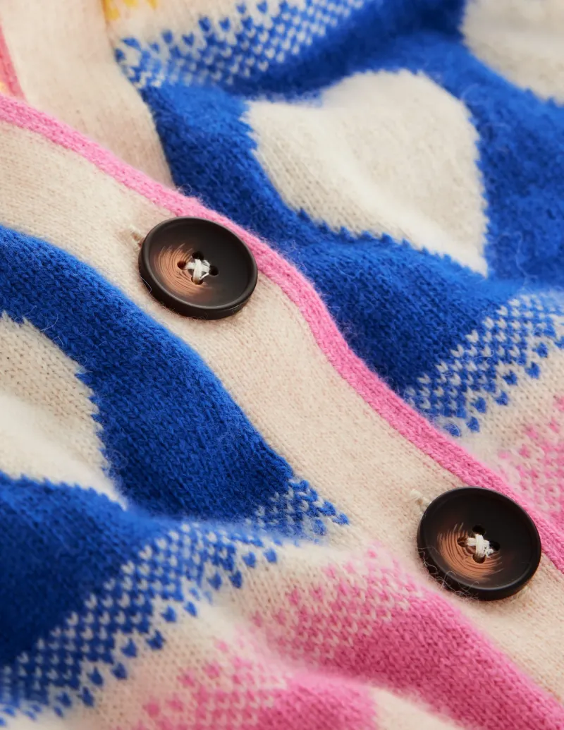 Sweaters & Cardigans-Boden Fair Isle Boyfriend Cardigan-Multi, Hearts Multi,Hearts