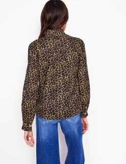 Shirts | Tops & Blouses-Boden Felicity Cotton Blouse-Camel, Cheetah Pop Camel,CheetahPop
