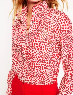 Shirts | Tops & Blouses-Boden Felicity Cotton Blouse-Ivory, Heart Cluster Ivory,HeartCluster