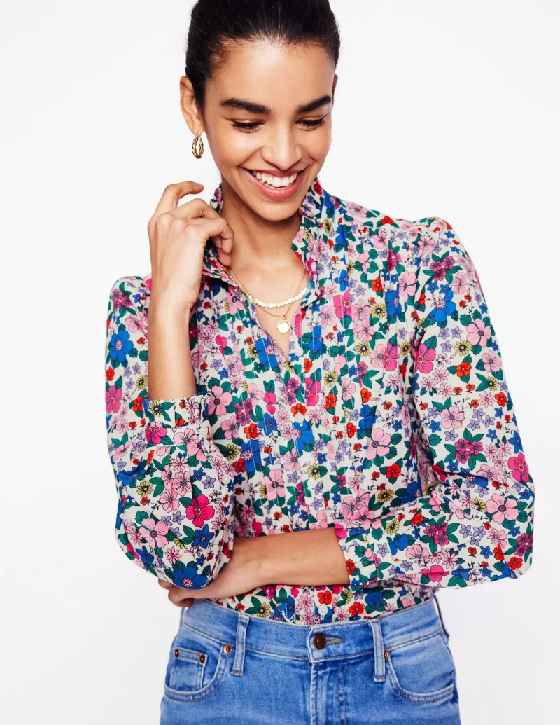 Shirts | Tops & Blouses-Boden Felicity Cotton Blouse-Multi, Blossom Scatter Multi,BlossomScatter