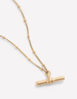 Jewelry-Boden Fine T-Bar Pendant Necklace- Gold