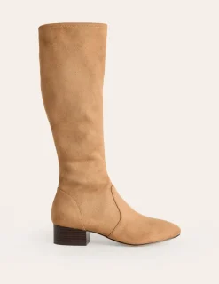 Boots | Heels-Boden Flat Stretch Knee Boots- Acorn
