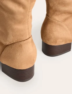 Boots | Heels-Boden Flat Stretch Knee Boots- Acorn