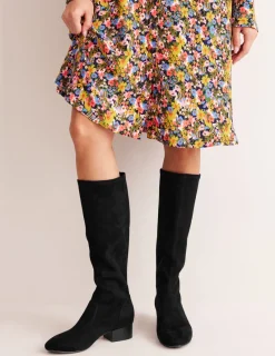 Flats | Heels-Boden Flat Stretch Knee Boots- Black
