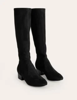 Flats | Heels-Boden Flat Stretch Knee Boots- Black