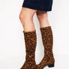 Boots | Heels-Boden Flat Stretch Knee Boots- Leopard
