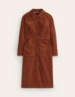 Petite Dresses | Midi-Boden Flora Cord Midi Shirt Dress- Cognac