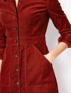 Petite Dresses | Dresses & Jumpsuits-Boden Flora Cord Shirt Dress- Cognac