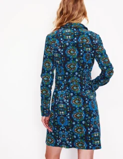 Petite Dresses | Dresses & Jumpsuits-Boden Flora Cord Shirt Dress-Kingfisher Blue, Bloom Trellis KingfisherBlue,BloomTrellis