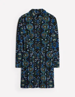 Petite Dresses | Dresses & Jumpsuits-Boden Flora Cord Shirt Dress-Kingfisher Blue, Bloom Trellis KingfisherBlue,BloomTrellis