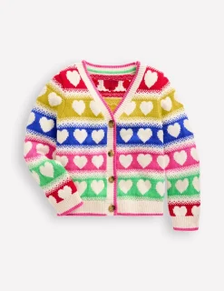 Sweaters & Cardigans-Boden Flora Fun V-Neck Cardigan-Rainbow Hearts RainbowHearts