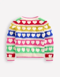 Sweaters & Cardigans-Boden Flora Fun V-Neck Cardigan-Rainbow Hearts RainbowHearts