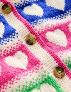 Sweaters & Cardigans-Boden Flora Fun V-Neck Cardigan-Rainbow Hearts RainbowHearts