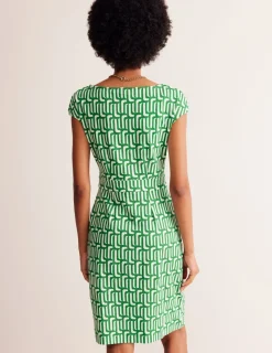 Petite Dresses | Short-Boden Florrie Jersey Dress-Rich Emerald, Falling Geo RichEmerald,FallingGeo