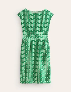 Petite Dresses | Short-Boden Florrie Jersey Dress-Rich Emerald, Falling Geo RichEmerald,FallingGeo