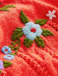 Sweaters & Cardigans-Boden Fluffy Embroidered Cardigan-Firecracker Red FirecrackerRed