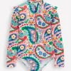 Swimwear & Beachwear-Boden Frill Long Sleeved Swimsuit-Ivory Paisley IvoryPaisley