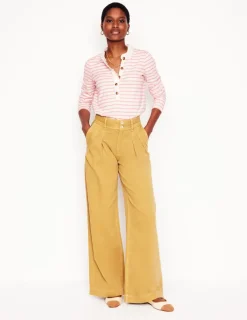 T-Shirts & Tanks | Tops & Blouses-Boden Frill Neck Breton Top-Ivory, Quartz Pink Stripe Ivory,QuartzPinkStripe