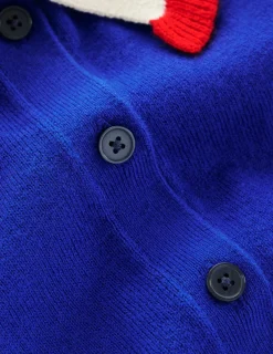Sweaters & Cardigans-Boden Frilled Cotton Blend Cardigan-Bright Blue BrightBlue