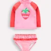 Swimwear & Beachwear-Boden Frilly Rash Vest Set-Bubblegum Pink Strawberry BubblegumPinkStrawberry