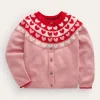 Sweaters & Cardigans-Boden Fun Fair Isle Cardigan-Almond Pink Hearts AlmondPinkHearts