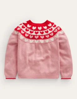 Sweaters & Cardigans-Boden Fun Fair Isle Cardigan-Almond Pink Hearts AlmondPinkHearts