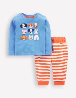Playsuits & Rompers-Boden Fun Jersey Play Set-Peacock Plume Blue Pets PeacockPlumeBluePets